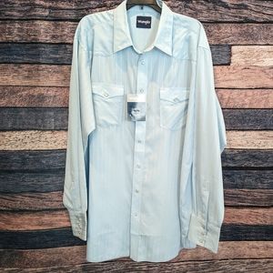 Wrangler 2XL Tall Light Blue Long Sleeve Shirt